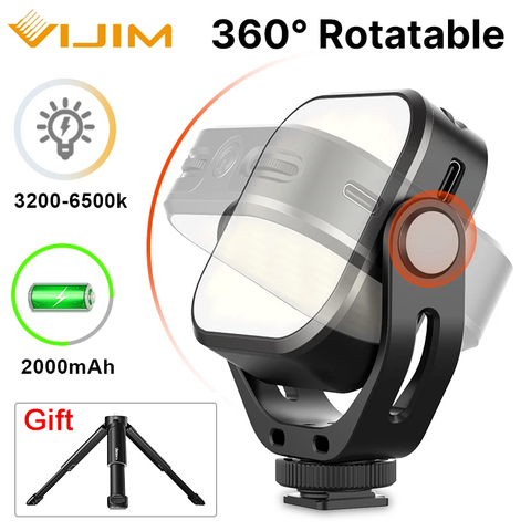 VIJIM VL66 luz LED para vídeo en la Cámara u-stand y Softbox 360 ° Rotable Mini recargable CRI95 + 3200K-6500K LED Luz de relleno de la cámara ► Foto 1/6