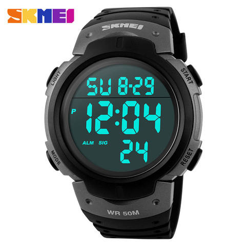 SKMEI-reloj de pulsera deportivo para hombre, accesorio masculino de pulsera resistente al agua con pantalla Digital Led de 5bar y esfera grande, de marca de lujo, a la moda, 1068 ► Foto 1/6