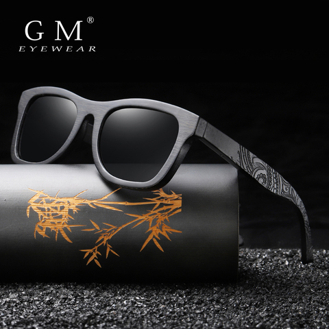 GM-gafas de sol de madera para hombre y mujer, lentes de sol polarizadas de marca de lujo, de diseñador, Vintage, con caja redonda ► Foto 1/6