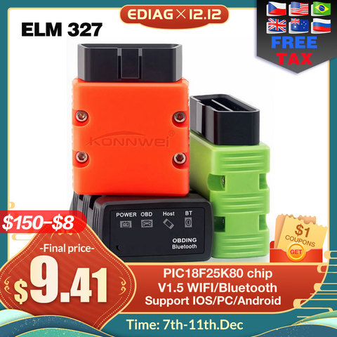 ELM327-escáner V1.5 OBD2 KW902/P02 Bluetooth/WIFI PIC18f25k80 MINI ELM 327 OBDII KW902, lector de código para teléfono Android ► Foto 1/5