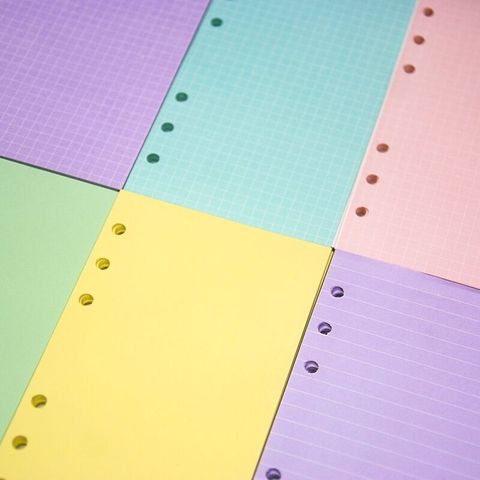 MINKYS 40 hojas de color rosa púrpura A5 A6 cuaderno de papel de recarga espiral Binder índice Página interior diario mensual semanal del programa ► Foto 1/6