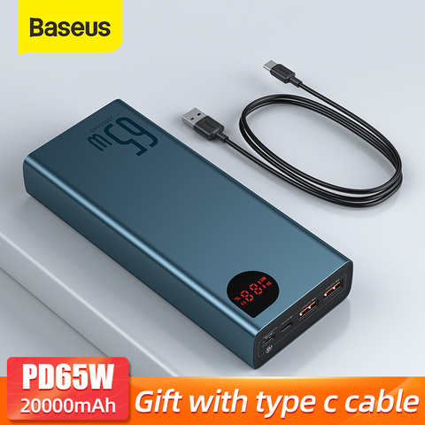 Baseus-Banco de energía PD de 65W, 20000mAh, QC4.0, cargador de batería externo portátil para iPhone, Xiaomi, Macbook, PoverBank ► Foto 1/6