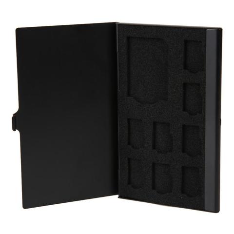 Menmory-funda de aluminio para tarjeta de memoria, caja de almacenamiento de aluminio, 1SD + 8TF, Micro SD, Cajas de almacenamiento, negro ► Foto 1/6