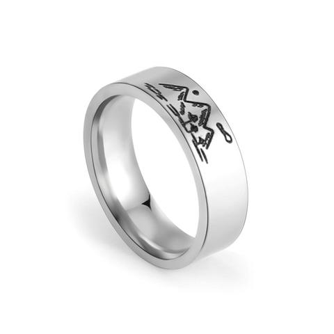 Skyrim-anillo con grabado de pájaro de montaña para hombre y mujer, anillos de dedo simples de acero inoxidable, joyería de fiesta, regalo de aniversario de compromiso ► Foto 1/6