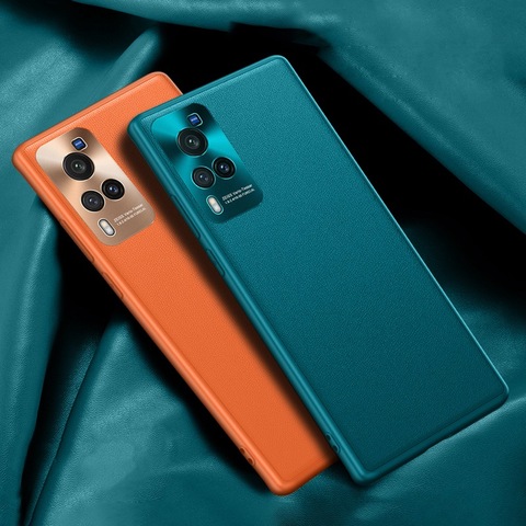 Funda de cuero de lujo para Vivo X50 X60 Pro Plus, carcasa de silicona para protección de cámara de Metal, para Vivo iQOO Neo 5 S9 X27 Pro ► Foto 1/6