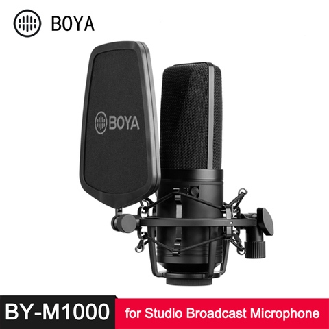 Micrófono de diafragma grande BOYA BY M800 M1000, condensador cardioide con filtro de corte bajo, para transmisión de estudio, vídeo en vivo, Vlog ► Foto 1/6