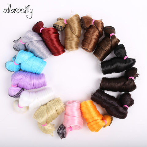 Allaosify-pelucas de pelo de fibra de alta temperatura BJD, 15x100cm, 30x100cm, Multicolor, marrón dorado, negro y plateado, para muñecas ► Foto 1/6