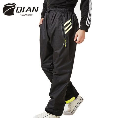 QIAN-Pantalones impermeables para hombre y mujer, impermeables, impermeables, gruesos, para exteriores, para motocicleta, pesca, Camping, equipo de lluvia ► Foto 1/6