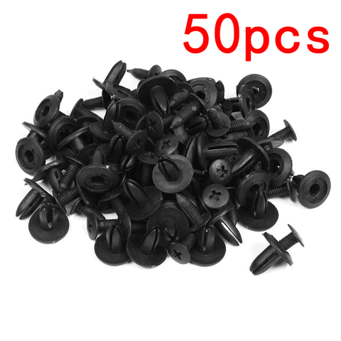 50 Uds negro 6mm diámetro del agujero negro remaches de plástico parachoques guardabarros fijación Clips para remaches para coche sujetadores Clips para Honda Toyota ► Foto 1/6