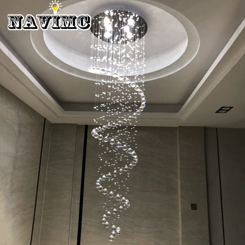 Candelabros de cristal de gran Espiral de LED K9 modernos para sala de estar, accesorio de iluminación para escalera, lámpara de escalera, escaparate, dormitorio, recibidor de Hotel ► Foto 1/6