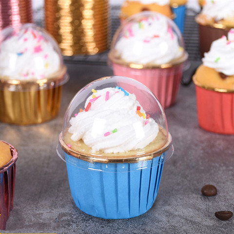 Envoltura de papel de aluminio grande para cupcakes, revestimiento de plata y oro para hornear tazas, bandeja, caja de papel para muffins de boda, 5039, 50 Uds. ► Foto 1/6