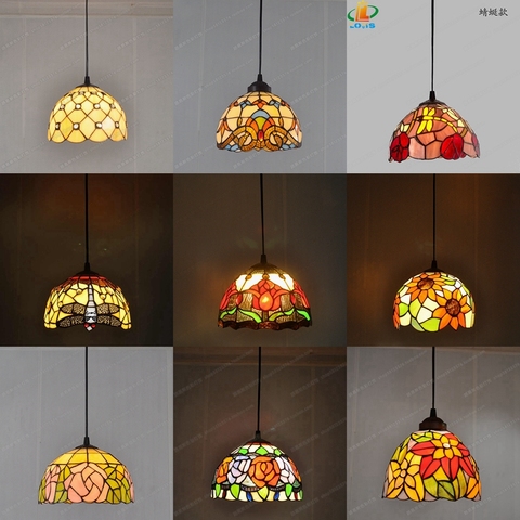 8 inch American stained glass chandelier Tiffany style restaurant sink bay window lighting European antique porch balcony light ► Foto 1/6