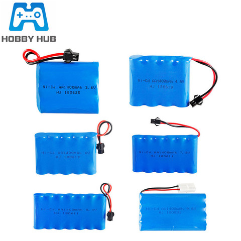 Batería NiCD de 3,6 V, 4,8 V, 6V, 7,2 V, 8,4 v, 9,6 V, 12v, 1400mAh para coches de juguete RC, camiones, pistolas de tanque, piezas de repuesto, paquete de batería AA ni-cd ► Foto 1/6