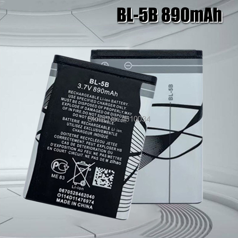 BL-5B-Batería de repuesto de iones de litio recargable integrada para móvil, 3,7 V, 890mAh, con celdas de batería, protección PTC para Nokia 3220 / 3230 ► Foto 1/6