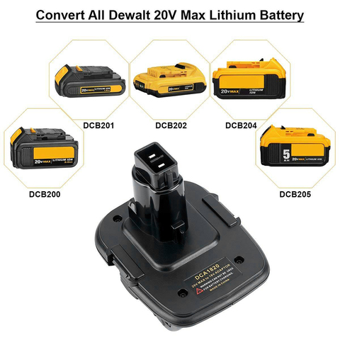 DCA1820 adaptador de batería de la batería adaptador de convertidor 20V convertido en 18V níquel Compatible para Dewalt 18V 20V de la batería de litio ► Foto 1/6