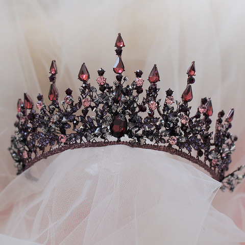 Barroco Vintage diademas Cristal púrpura Tiaras coronas novia tocados de novia boda fiesta pelo joyería de diamantes de imitación de la Corona ► Foto 1/6