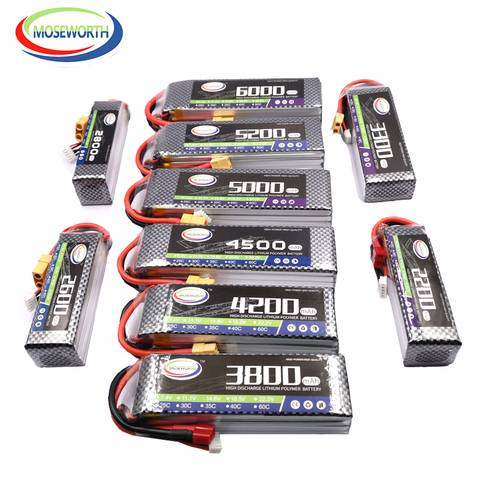 2S 3S 6S RC LiPo batería 7,4 V 11,1 V 14,8 V 22,2 V 1800, 2200, 4200, 5200, 6000mAh para Aircrft avión Drone coche helicóptero B6 cargador ► Foto 1/6