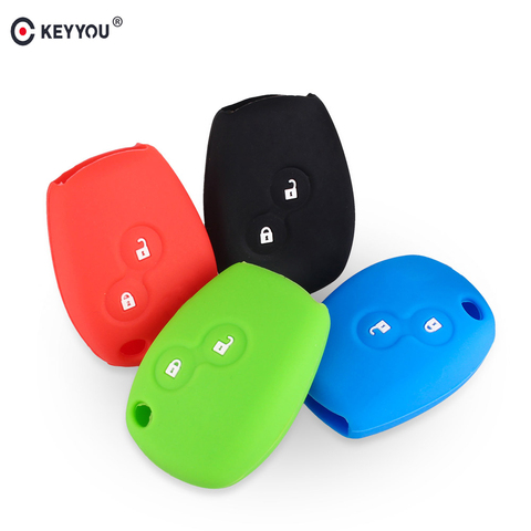 KEYYOU funda de silicona para la llave del coche cubierta 2 botones para Renault Kangoo DACIA escénica Megane Sandero Captur Twingo Modus ► Foto 1/6