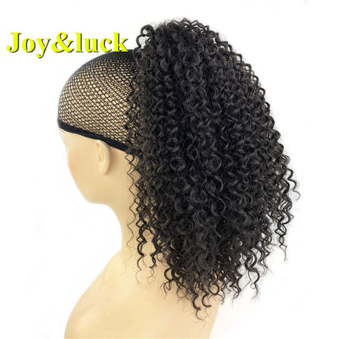 Joy & luck-coleta de pelo rizado Afro para mujer, moño corto con cordón, moño sintético ► Foto 1/6