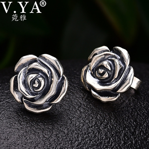 Pendientes de tuerca de Estilo Vintage para mujer, de Plata de Ley 925, rosa, joyería fina ► Foto 1/6