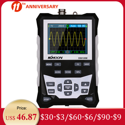 KKmoon-osciloscopio Digital DS0120M, 320x240, 2,4 pulgadas, pantalla TFT a Color, ancho de banda de 120MHz, frecuencia de muestreo de 500MSa/s, herramienta profesional ► Foto 1/6