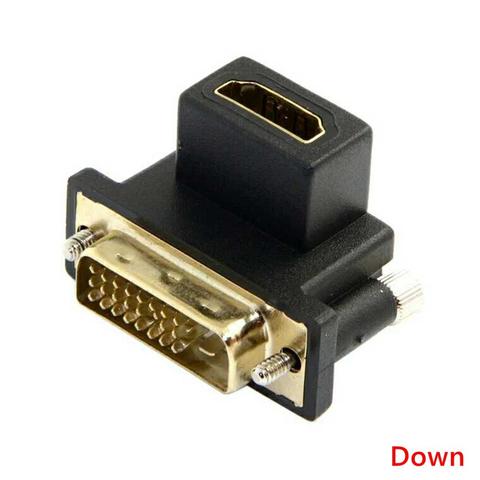 Adaptador DVI macho a HDMI hembra, ángulo inclinado de 90 grados, utilizado para ordenador, HDTV Máquina de TV industrial y tarjeta gráfica ► Foto 1/6