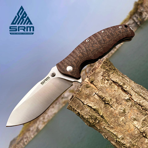 SRM SANRENMU-cuchillo plegable de bolsillo, hoja 14C28N, rodamiento de bolas, herramienta de supervivencia para acampar al aire libre EDC, novedad de 1006 ► Foto 1/6