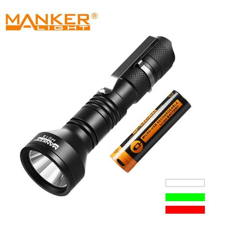 Manker-linterna de bolsillo MC12, ultraligera con LED NM1 (opción de luz blanca/Verde/roja) + batería de iones de litio recargable por USB 18650 ► Foto 1/6