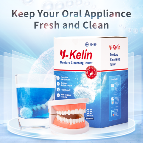 Y-kelin Denture tabletas limpiadoras 90 + 6 pestañas dentadura tabletas efervescentes 96 píldoras dentadura ► Foto 1/6