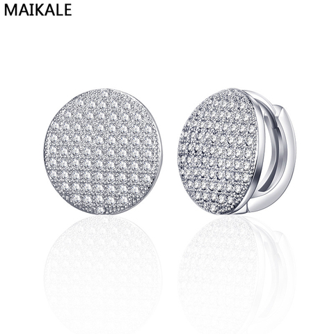 MAIKALE-pendientes redondos hipoalergénicos de oro para mujer, pendientes de circonita cúbica con microincrustaciones, joyería de moda para regalo para Amiga ► Foto 1/6