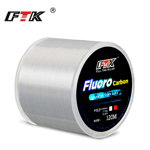 FTK-señuelo líder de revestimiento de fibra de carbono, 120M, sedal de pesca de 0,14-0,6mm, 1,88-21,5 kg, accesorios de línea de fluorocarbono usable ► Foto 1/6