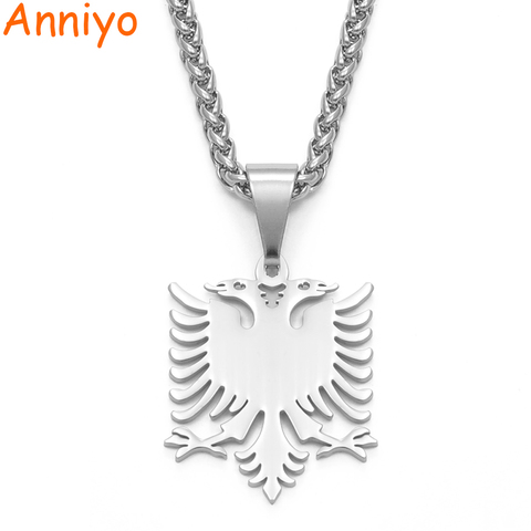 Anniyo-collares con colgante de águila de Albania, joyería de acero inoxidable pulida, regalos étnicos para mujeres y hombres #109221 ► Foto 1/6