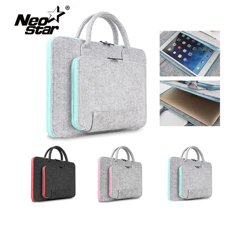 Bolsa de ordenador portátil de fieltro de lana para Mac 11 13 15 17 bolsas de ratón maletín para Macbook Air Pro Retina para Lenovo portátil caso manga ► Foto 1/6