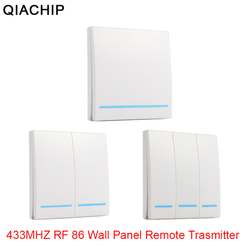 433MHz Control remoto inalámbrico Universal 86 receptor de TRANSMISOR DE RF del Panel de pared 1 2 3 botón para el interruptor de la luz de la habitación del hogar ► Foto 1/6