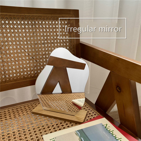 Simple Irregular espejo casa espejo de maquillaje de escritorio acrílico decoración espejo de pie ► Foto 1/6