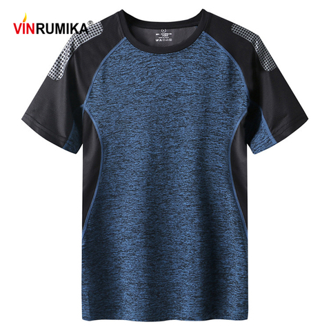 Camiseta deportiva de secado rápido para hombre, camisetas informales de manga corta grises con cuello redondo para deportes al aire libre, Tops 4XL, 5XL, 6XL, 7XL, 2022 ► Foto 1/6