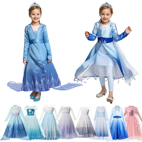 Niñas Elsa vestido niños Cosplay Snow Queen 2 disfraz Elsa niños disfraz fantasía Anna fiesta de cumpleaños vestidos de princesa nueva ropa ► Foto 1/6