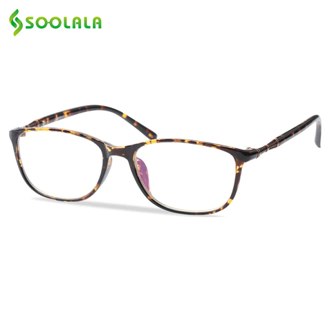 SOOLALA, gafas de lectura TR90 de gran tamaño, para mujer y hombre, montura completa transparente, montura de gafas para leer para mujer + 0,5 0,75 a 4,0 ► Foto 1/6