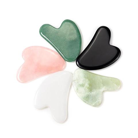 Gua sha-Tabla de piedra de Jade Natural, masajeador de cuarzo rosa, placa de Gua sha, rascador facial, herramientas para cara, cuello y espalda, 100% ► Foto 1/6