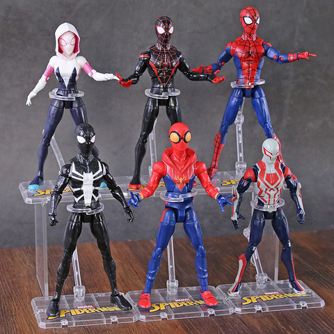 Figuras de acción de Spiderman en el versículo de la araña, Miles Morales, Gwen Stacy, Spider Man 2099 de PVC, 6 tipos de Juguetes ► Foto 1/6