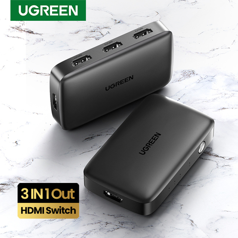 UGREEN-3 en 1 conmutador compatible con HDMI, 4K, HDMI, compatible con Mi Box 4k, NS, PS4, con Control remoto IR ► Foto 1/6
