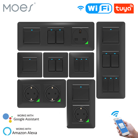 Interruptor inteligente DE pared con WiFi para el hogar, enchufe DE pared con pulsador, Control remoto inalámbrico, compatible con Alexa, Google Home, EU, UK y UN ► Foto 1/6