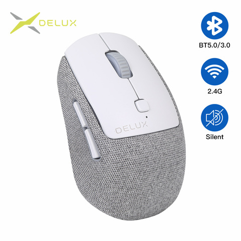 Delux-ratón inalámbrico M520DB para ordenador, Mouse silencioso con Bluetooth 5,0, 3,0 + 2,4 Ghz, multimodo, con cubierta textil reemplazable ► Foto 1/6