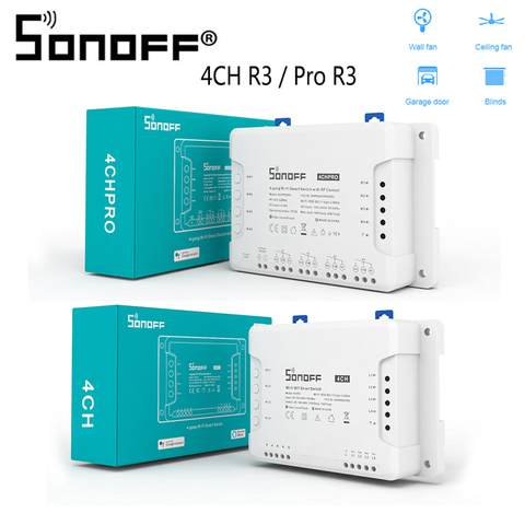 SONOFF-enchufe inteligente 4 canales R3/ Pro R3, con Wifi, temporizador de canal, para hogar, funciona con eWeLink, Alexa y Google Home ► Foto 1/6