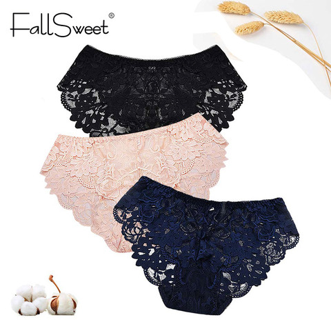 FallSweet, bragas Sexy de talla grande, bragas ultrafinas para mujer, bragas de encaje blanco 4xl ► Foto 1/6