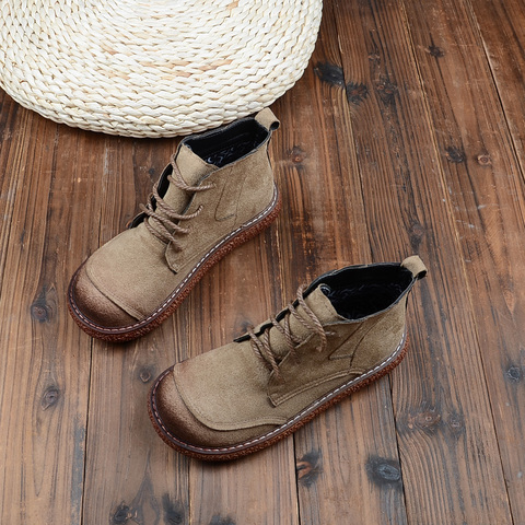 Botas cortas Retro de estilo literario para mujer, botines de suela gruesa japonesa, zapatos de muñeca para estudiantes Mori de cabeza redonda con cordones, botas de viento universitario ► Foto 1/5