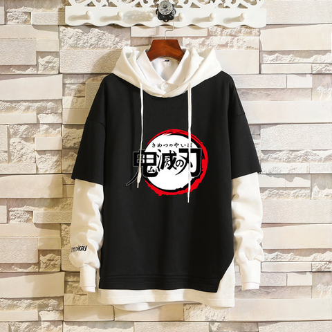 Anime Kimetsu no Yaiba demonio Halloween cazadora cosplay disfraz ropa top Sudadera con capucha unisex abrigo falsa de dos piezas suéter ► Foto 1/6