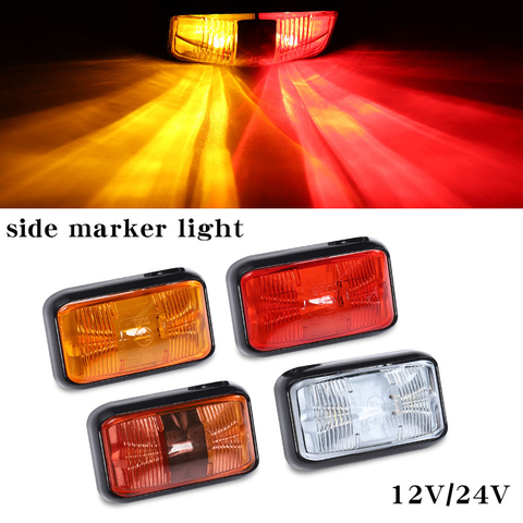 Luz LED ámbar impermeable y roja de 12V/24V para coche, camión, camión, marcador de liquidación lateral, luz trasera de remolque, lámpara lateral, luz externa, 2LED ► Foto 1/6