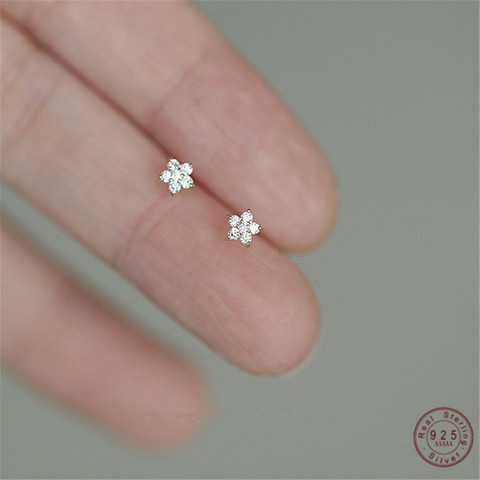 Pendientes de estrella de cinco puntas de cristal para mujer, aretes de Plata de Ley 925 chapados en oro de 14k, accesorios de joyería de boda simples ► Foto 1/6