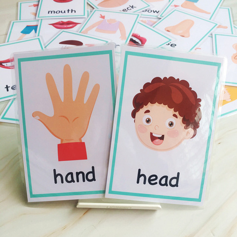 Juego de cartas Montessori para Aprendizaje de palabras en inglés, cartas Flash para bebé, 30 Uds., juguetes educativos para niños ► Foto 1/6